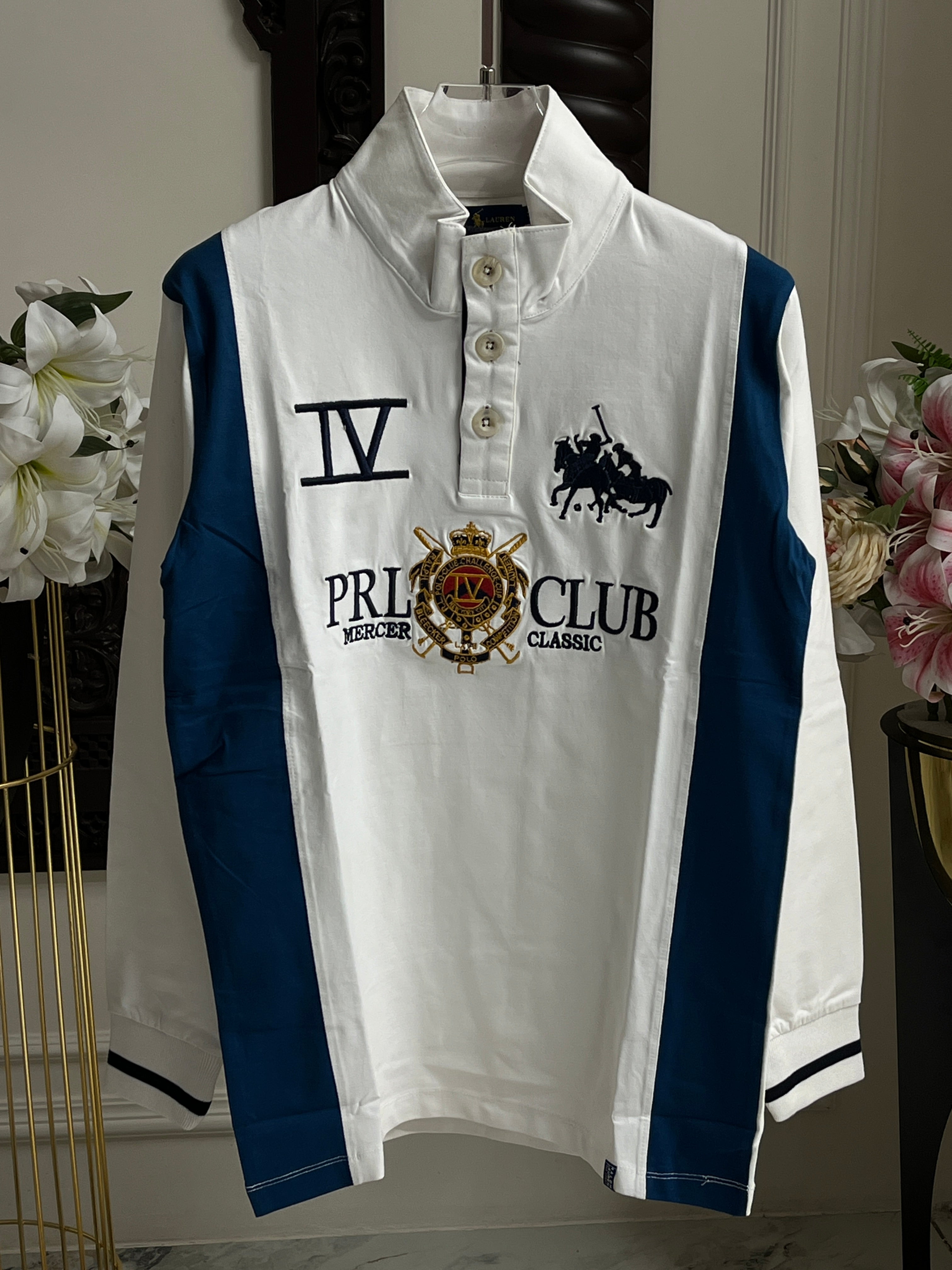 Sport Club Mock-Neck Pullover - White And Blue 101