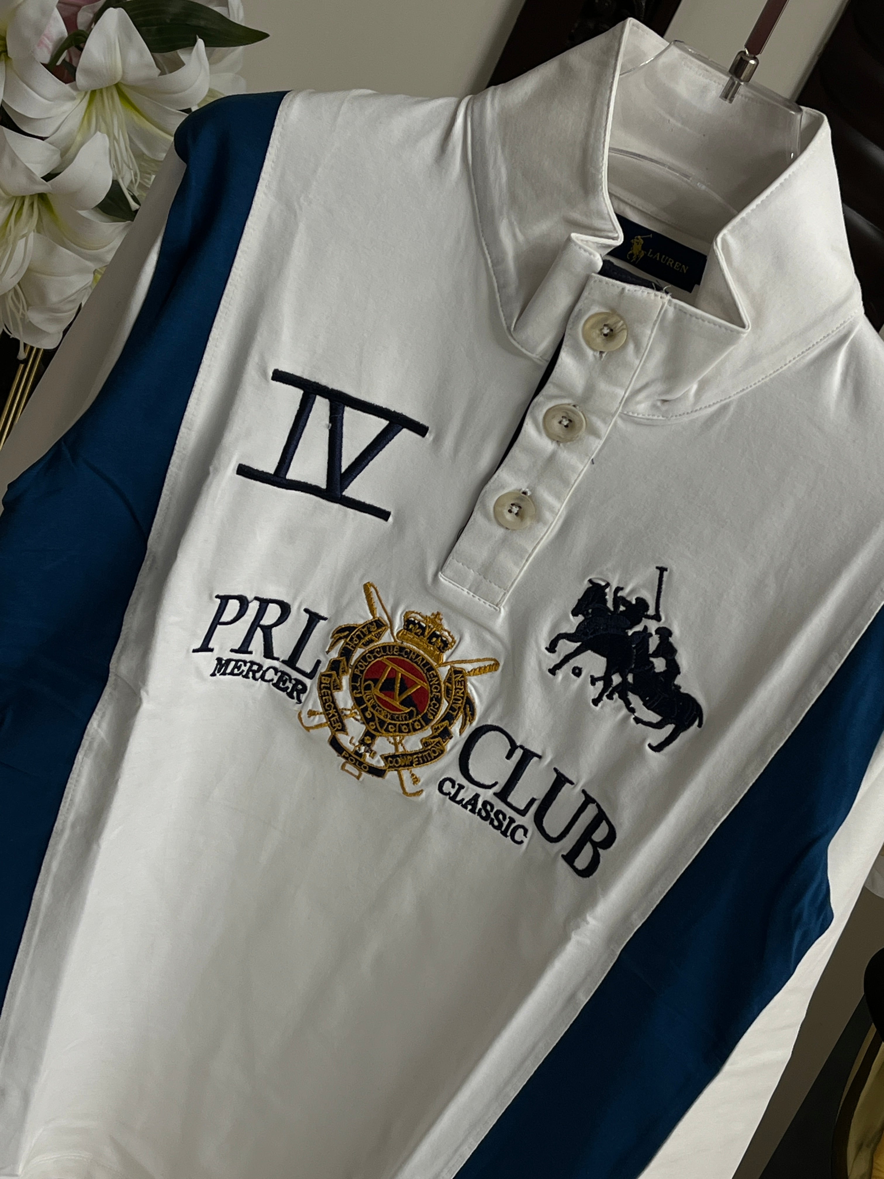 Sport Club Mock-Neck Pullover - White And Blue 101