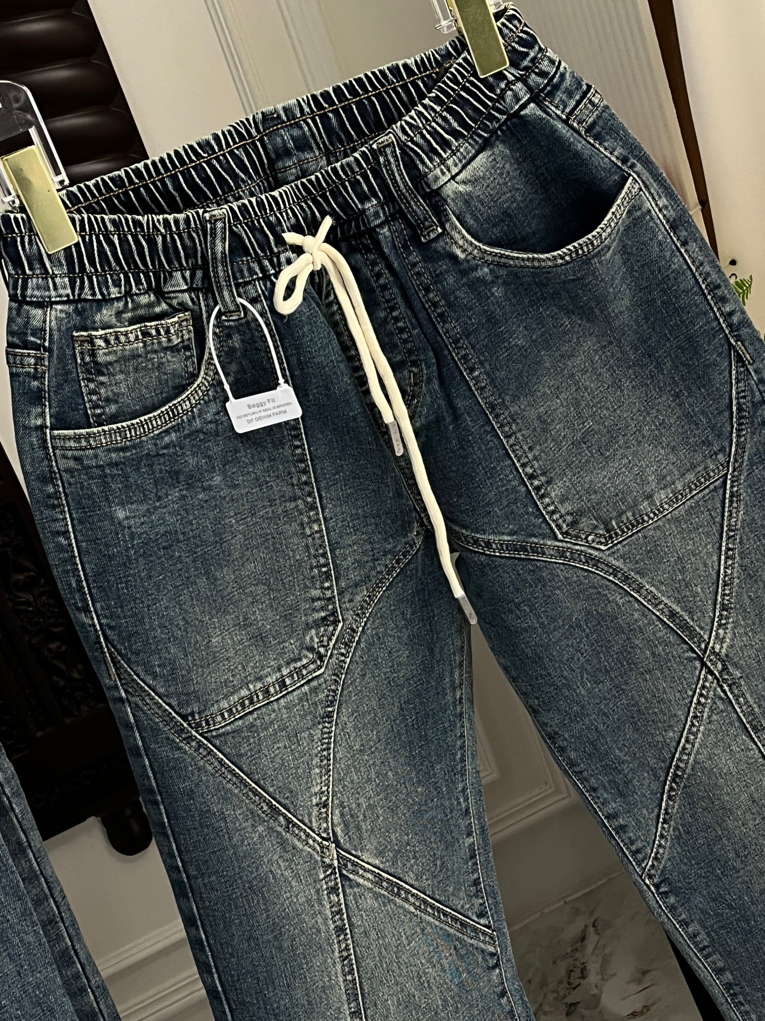 Relaxed Loose-Fit Striped Denim Jeans 103
