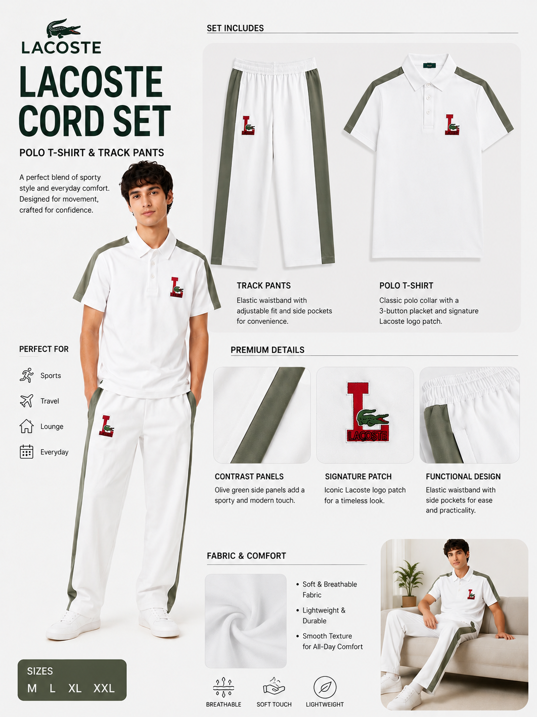 Men's Polo Co-Ord set - Beige