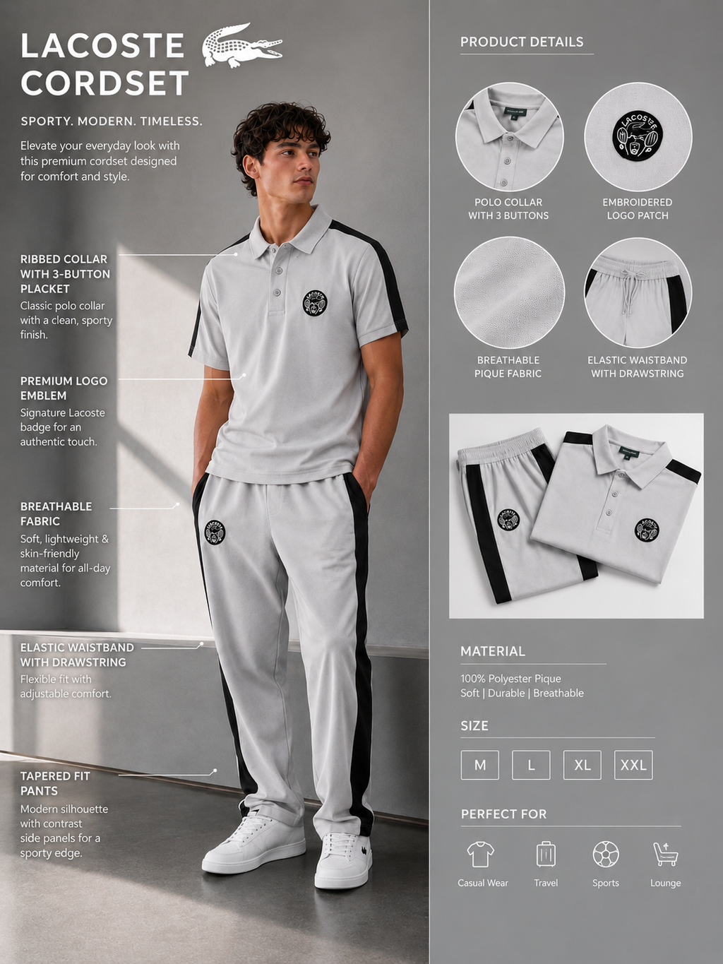 Men's Polo Co-Ord set - Grey