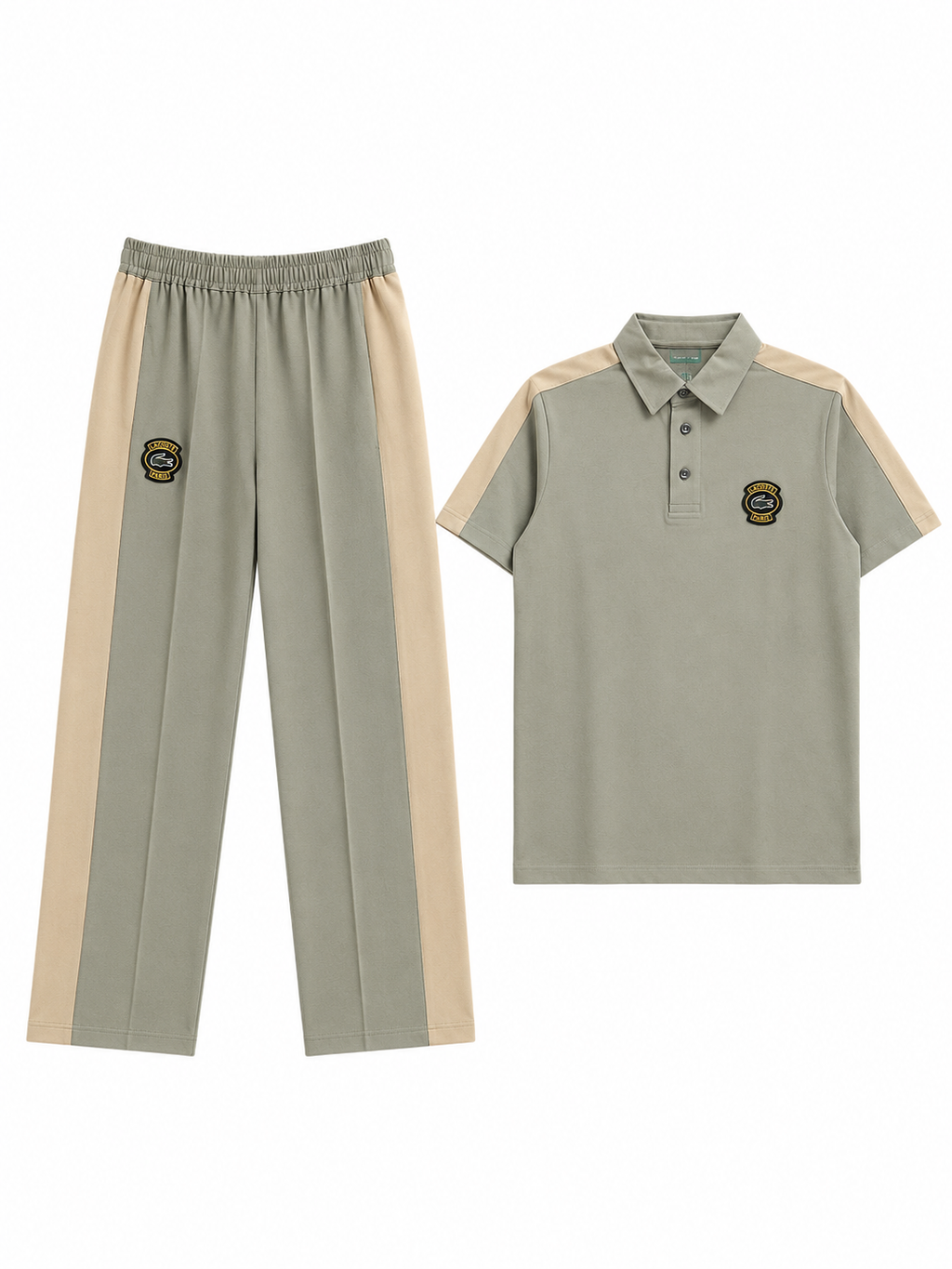 Men's Polo Co-Ord set - Sage green & beige