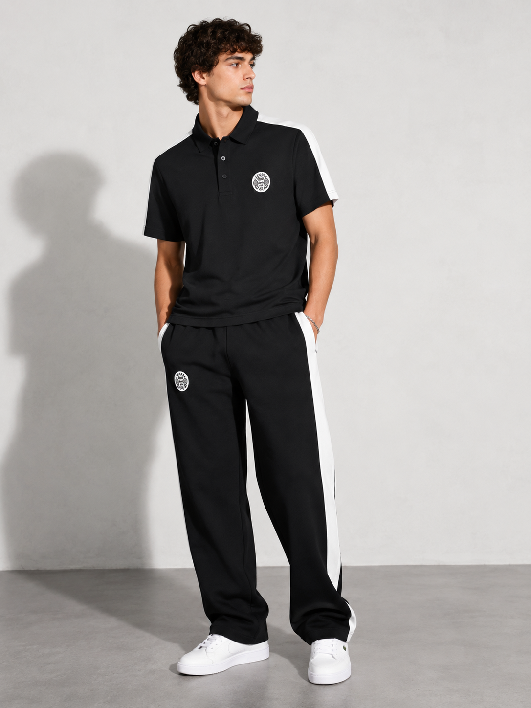Men's Polo Co-Ord set - Black & white