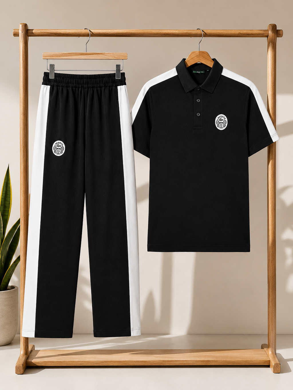 Men's Polo Co-Ord set - Black & white